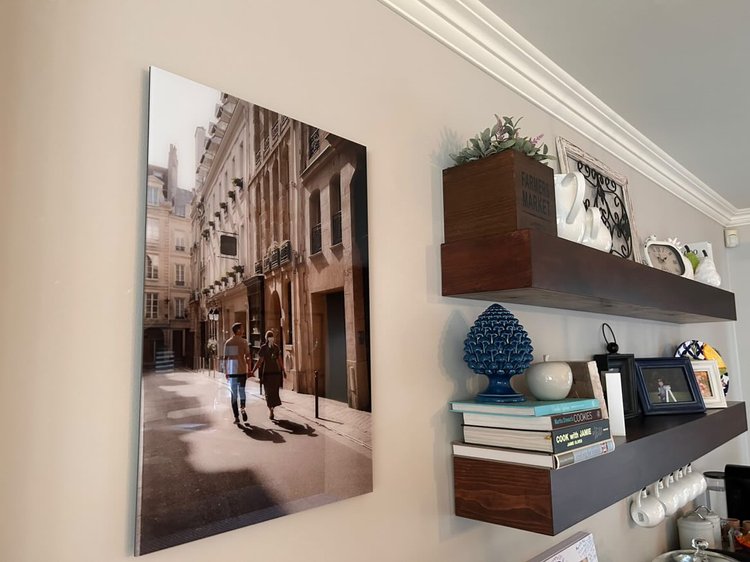 Paris Wall Art, 24in Acrylic of Couple Walking down the street in Paris