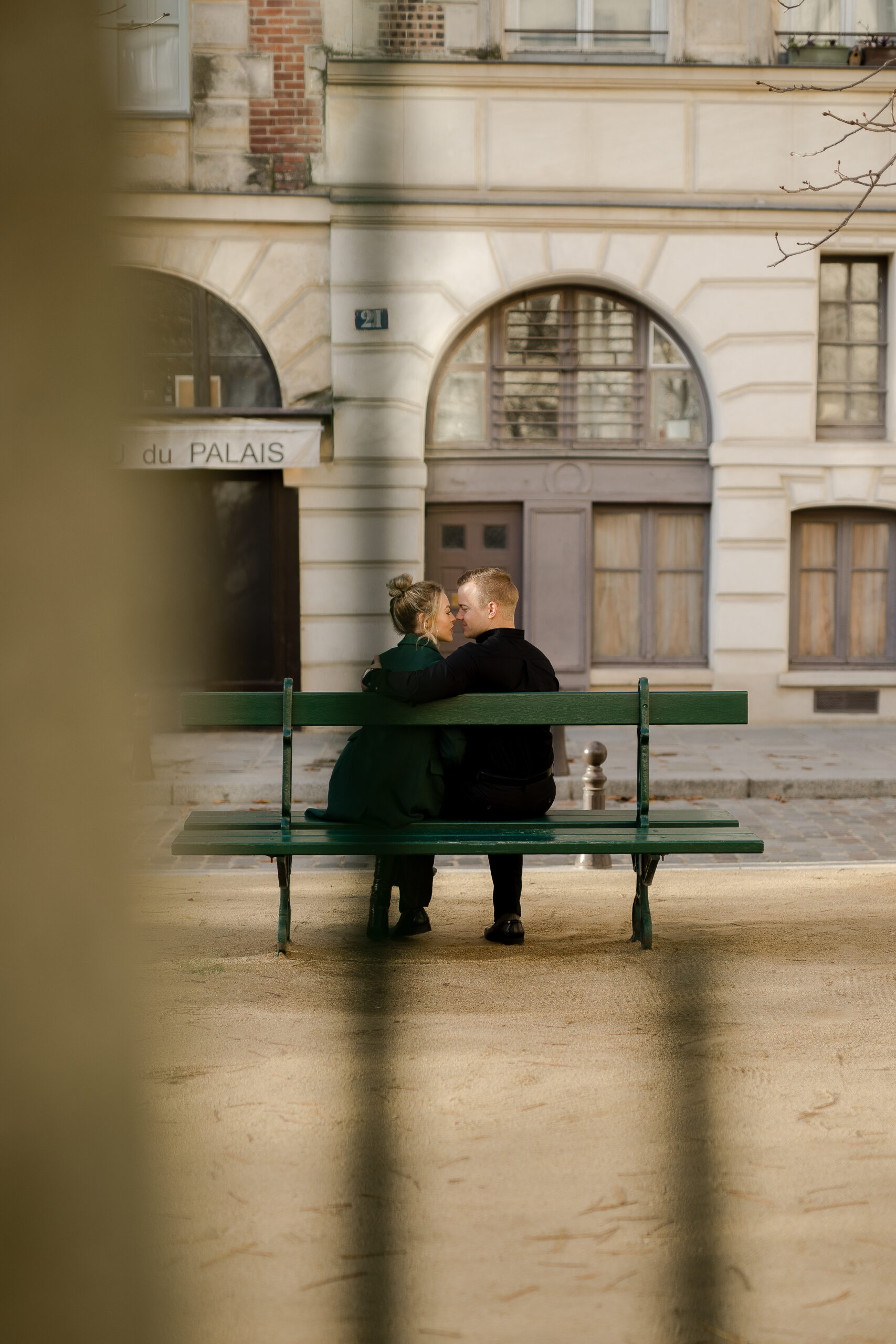 "Romantic couples portrait on Pont Neuf in Paris by photographer Katie Donnelly"