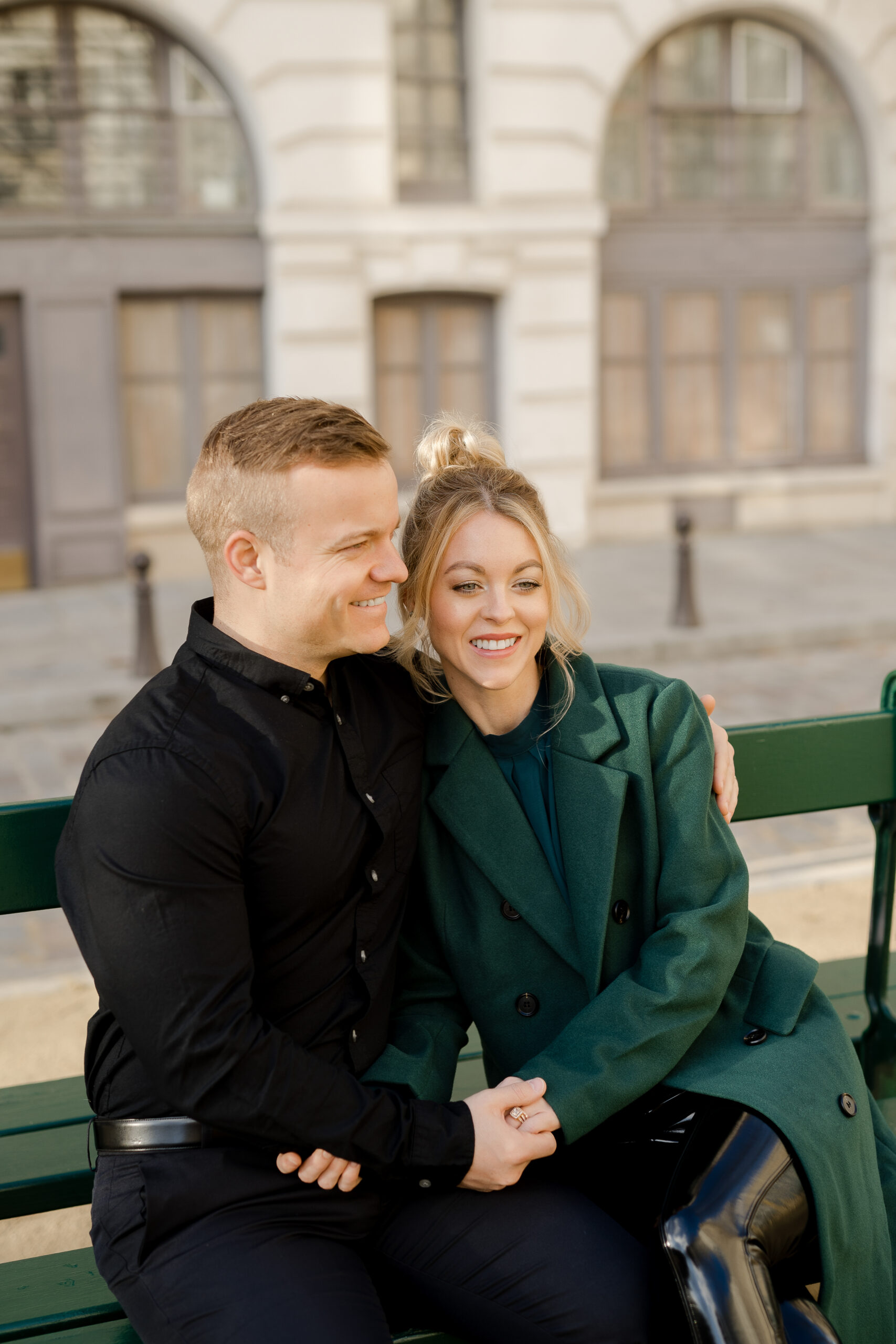 "Romantic couples portrait on Pont Neuf in Paris by photographer Katie Donnelly"