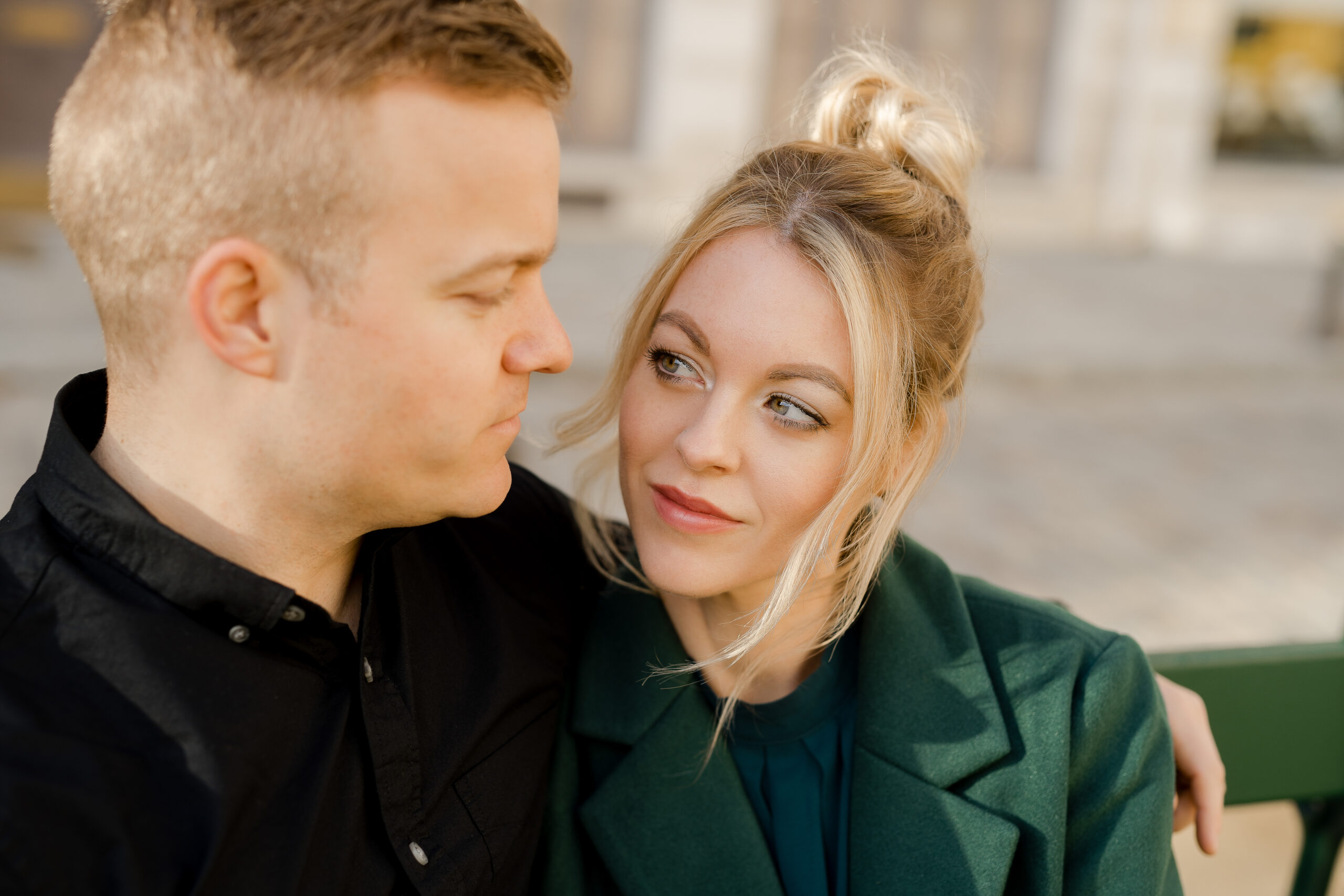 "Romantic couples portrait on Pont Neuf in Paris by photographer Katie Donnelly"