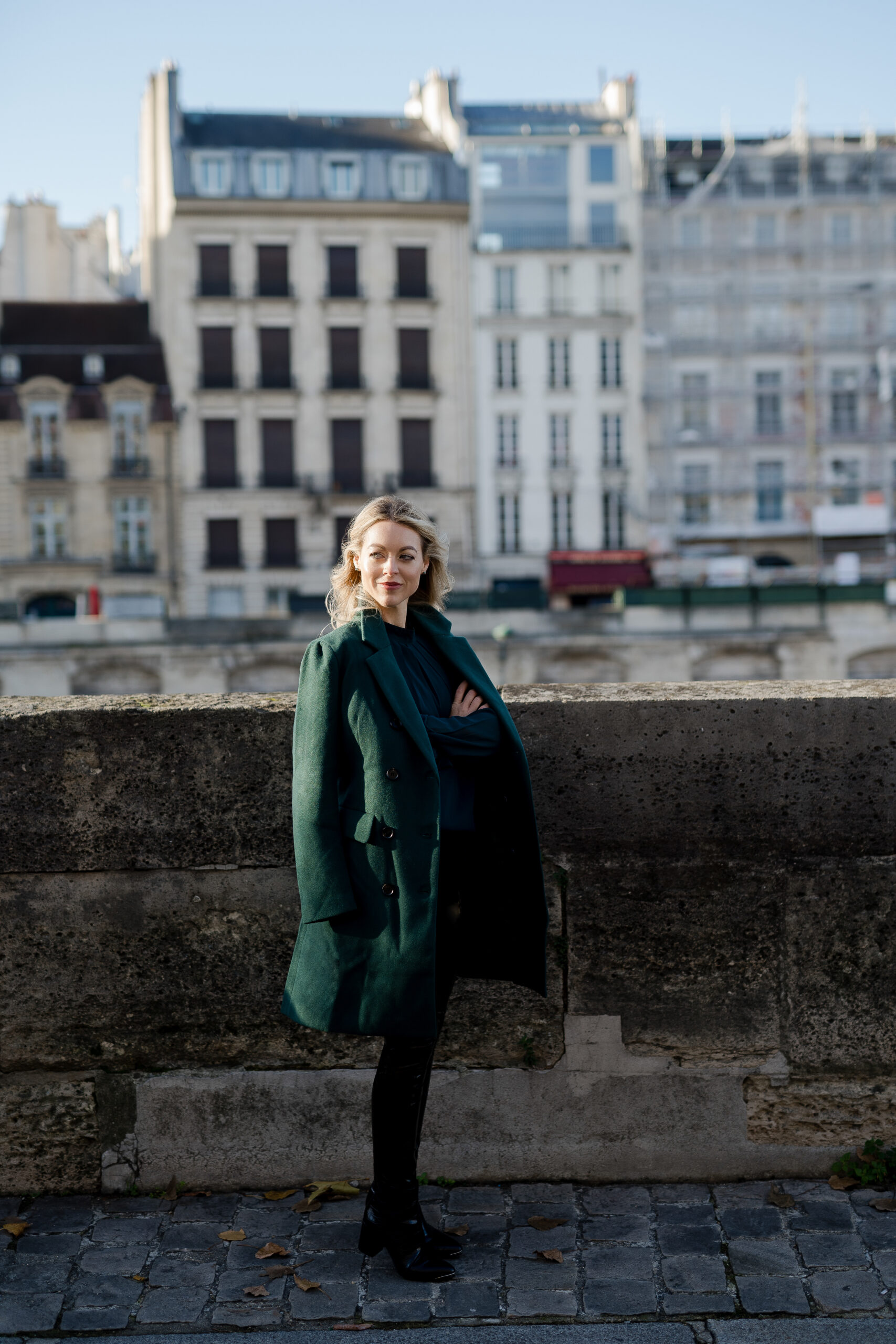 "Romantic couples portrait on Pont Neuf in Paris by photographer Katie Donnelly"