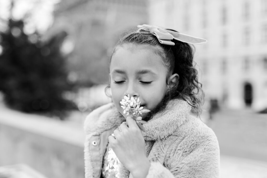 black and white portrait of little girl, Paris