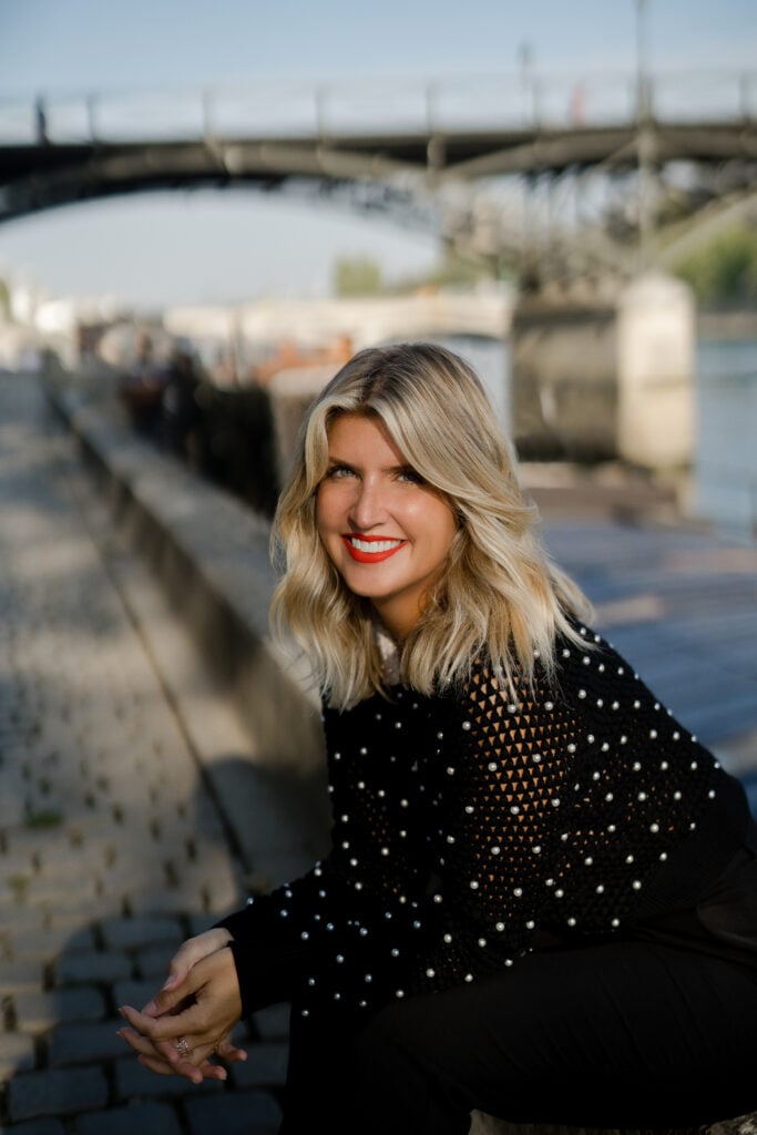 Portrait of woman by Seine River in Paris: Bastille Day 2026 Paris Celebrations by Katie Donnelly Photography