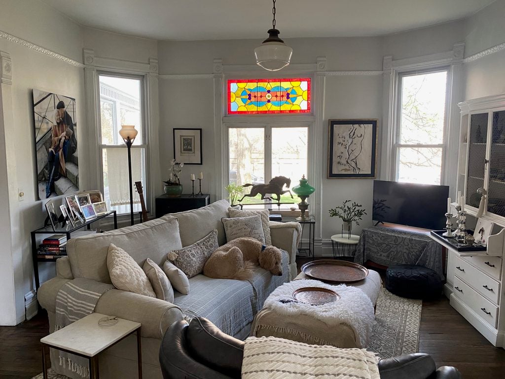 Picture of client living room with Katie Donnelly Photography artwork for Paris Couples Photoshoot on Ile Saint Louis