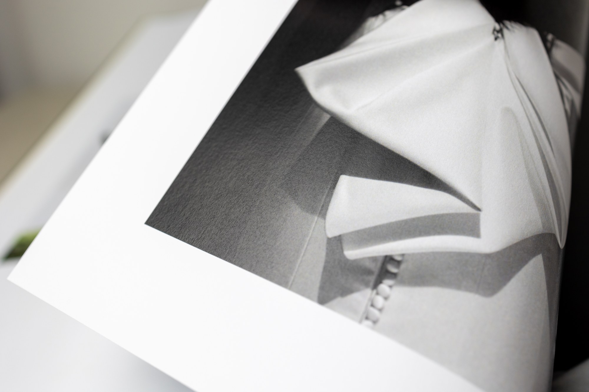 Close-up of the textured fine art paper of an heirloom album page