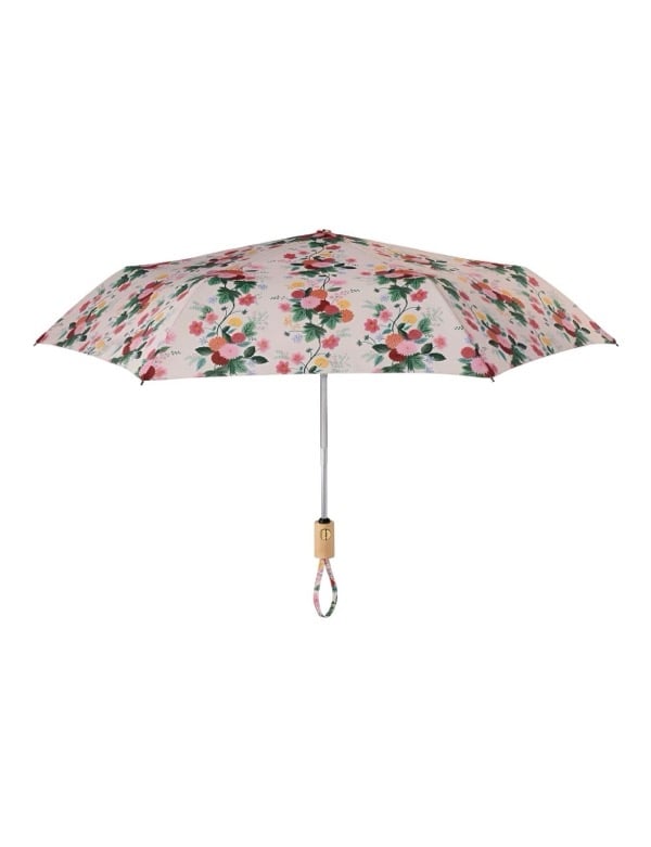 Rifle Paper Co. floral travel umbrella for rainy days in Paris
